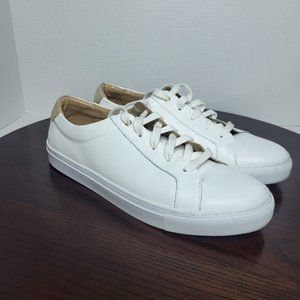 Banana Republic Size 10 M Essential Leather Sneaker White Gold Accent Womens